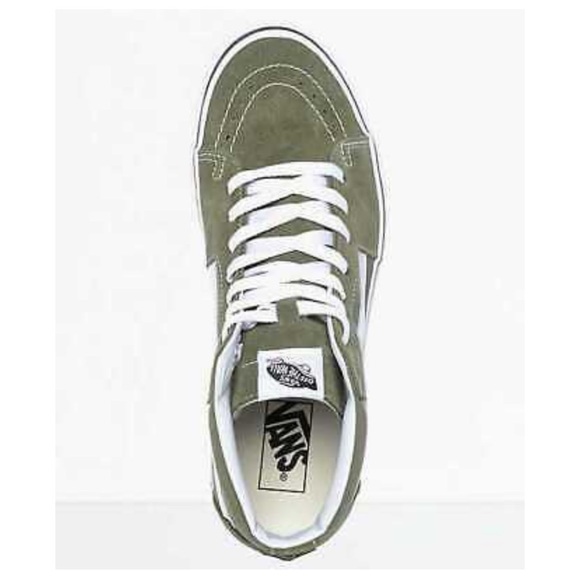 VANS WINTER MOSS GREEN TRUE WHITE SKATE SHOES - Picture 3 of 6